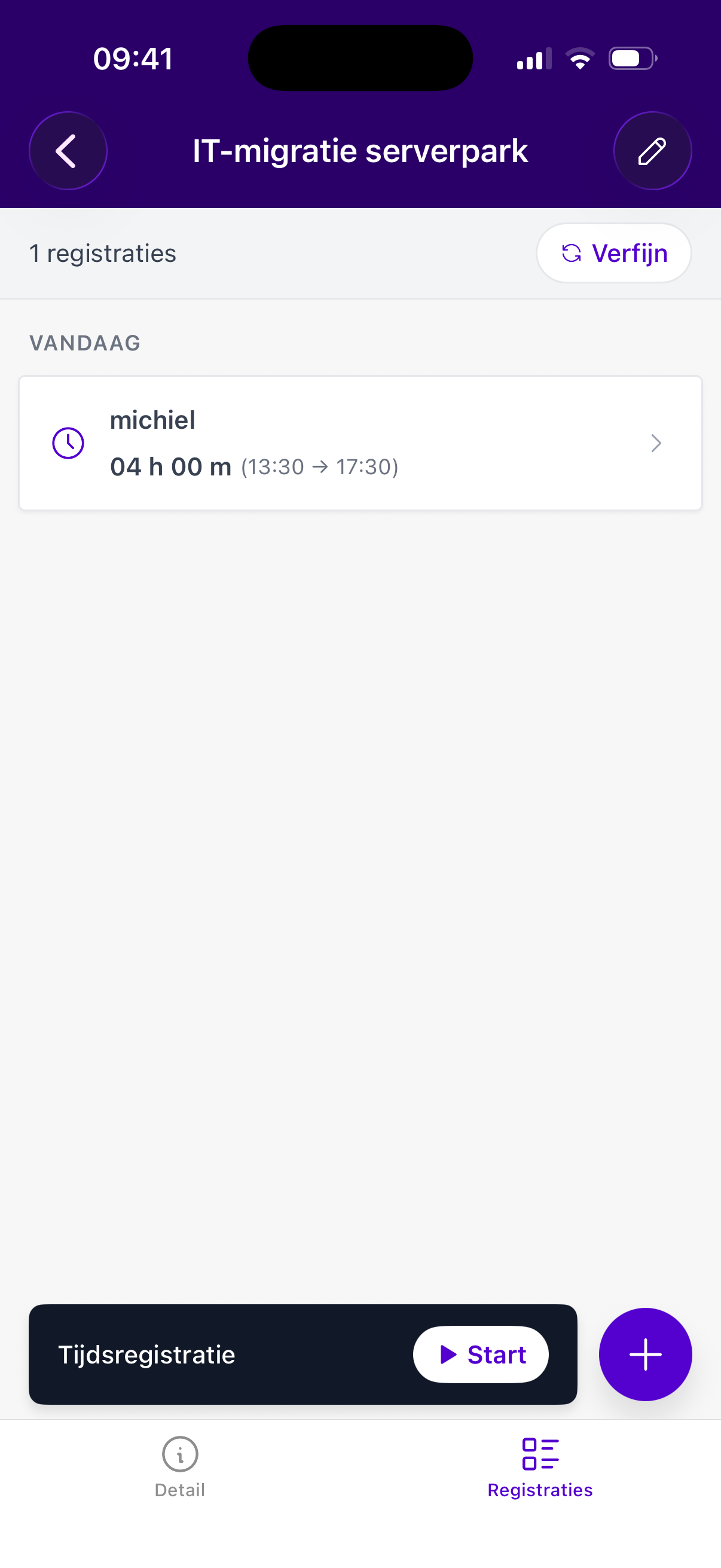 Tijdregistratie met timer