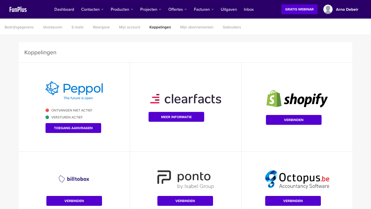 Koppelingen met Peppol